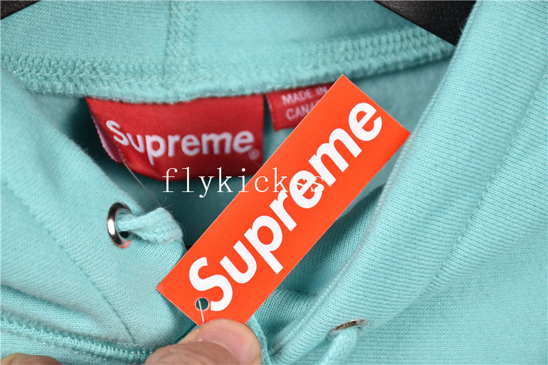 Supreme Ice Blue Hoodie With Yellow Box Logo